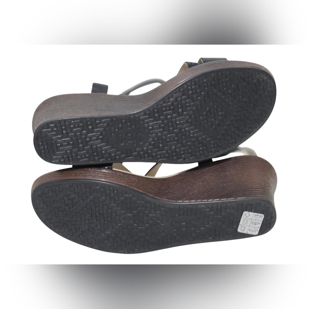 SAS Delight Cross Strap Wedge Sandal 8 1/2 WW NWOT Black - Picture 11 of 16